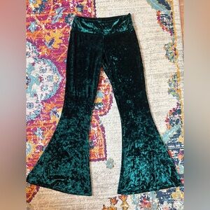Warrior Within Emerald Green Velvet Bell Bottoms